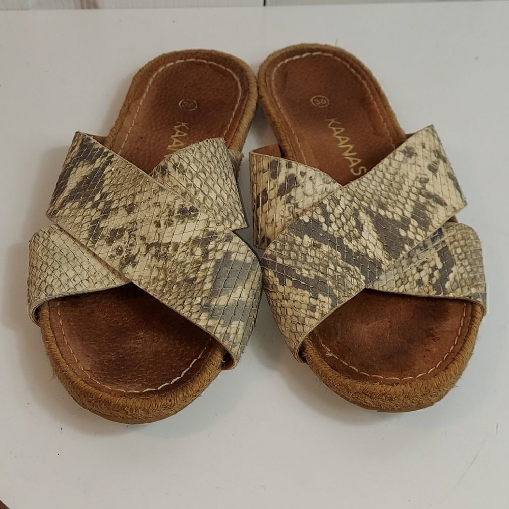 KAANAS Guajira Crossover Python Snakeskin Sandals - Picture 3 of 9